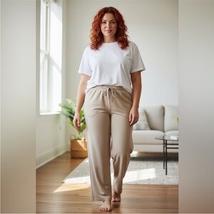All In Motion Drawstring Pants 1X Beige Stretch NWT Relaxed Fit